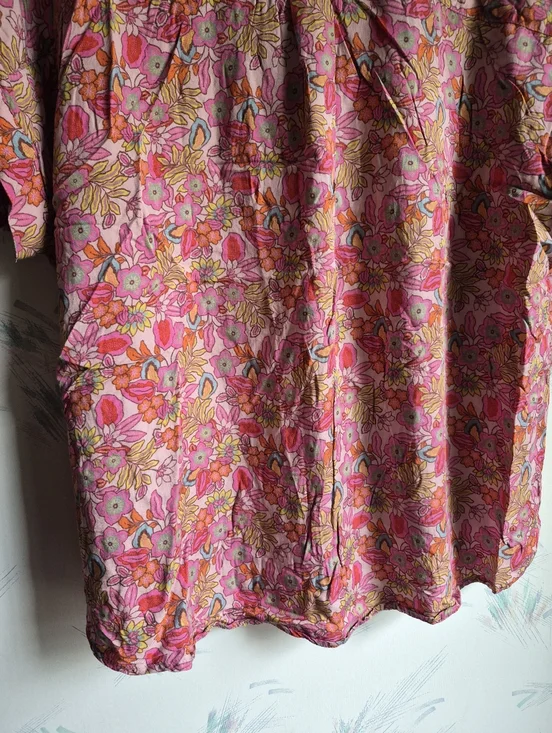 Lucky Brand Pink Floral Print Button Down Shirt Short Sleeve Large - Picture 9 of 9